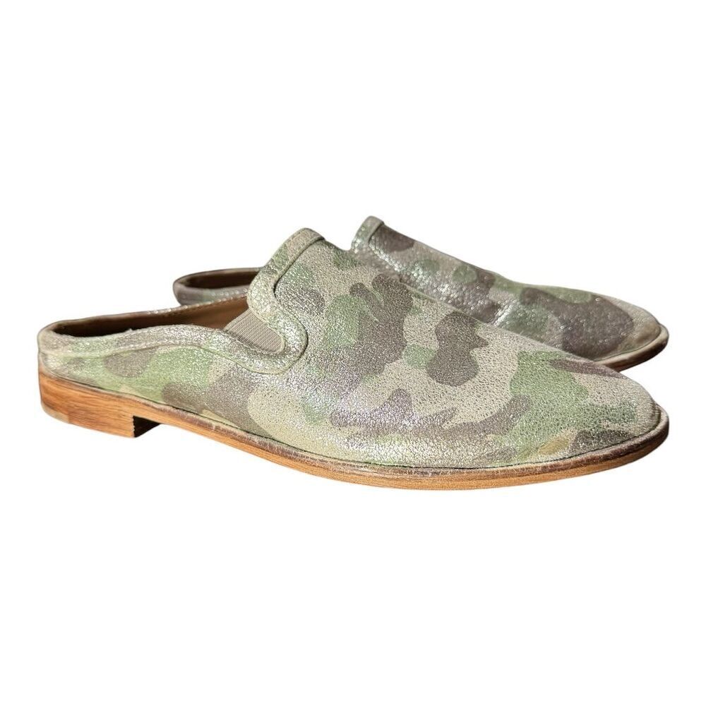 Trask Women's Ashley Mule Slip-On Shoes Green Camo Suede Metallic Size 8.5